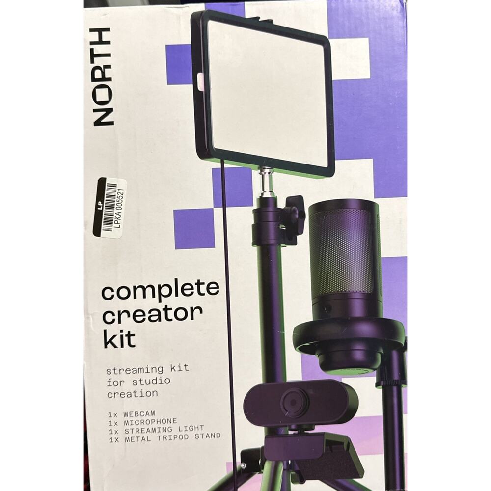North Complete Creator Streaming Kit Studio Webcam Microphone Light Tripod Stand